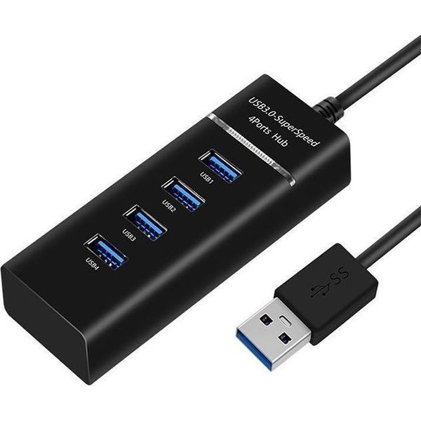 Inf Hub Usb 3.0 Con 4 Porte, Indicatore Led E Interruttore, Alta Velocità Nero-image