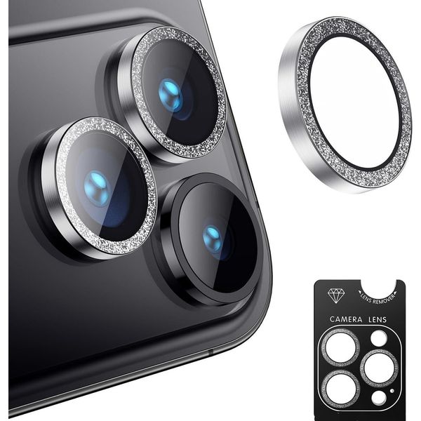 Inf Protezione Obiettivo Fotocamera Glitter Argento Per Iphone 17 - Vetro Temperato-image