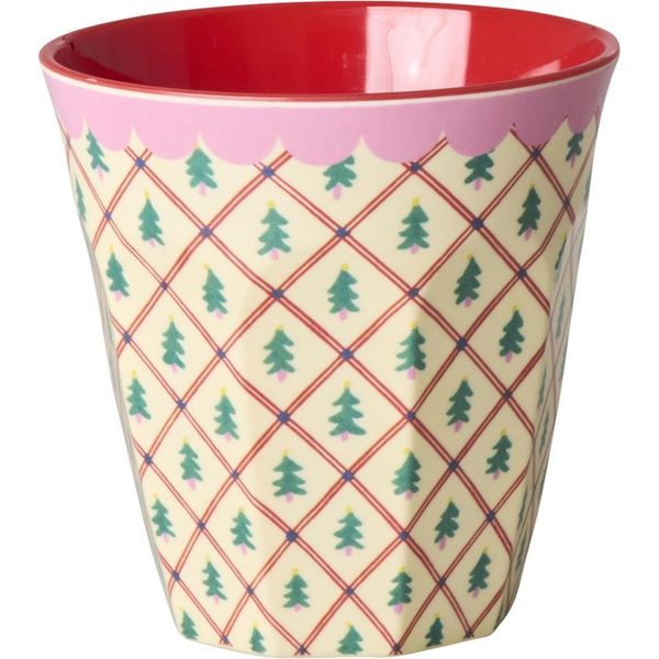 Rice Melamin Becher Medium Creme - Stampa Albero Di Natale Con Diamante-image
