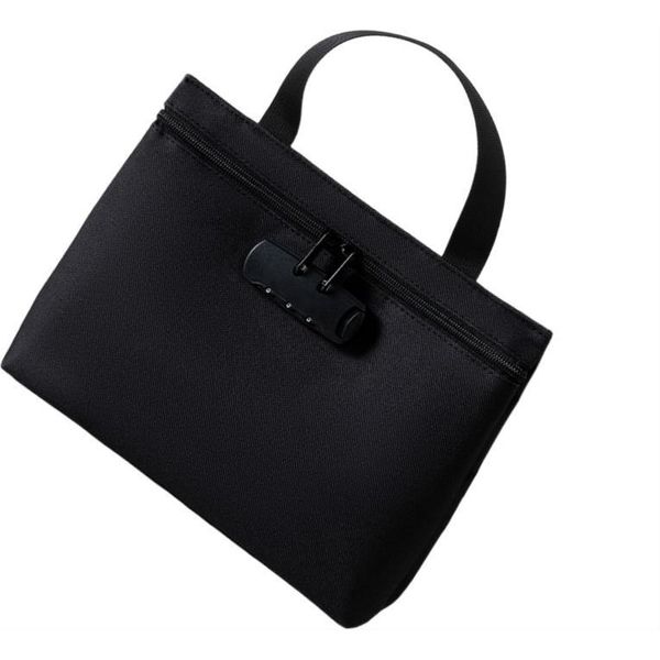 Inf Grande Borsa Portadocumenti Con Serratura A Combinazione - Poliestere Sicuro Nero-image