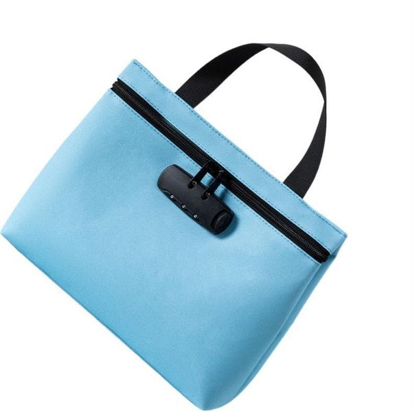 Inf Grande Borsa Portadocumenti Con Serratura A Combinazione - Poliestere Sicuro Blu-image