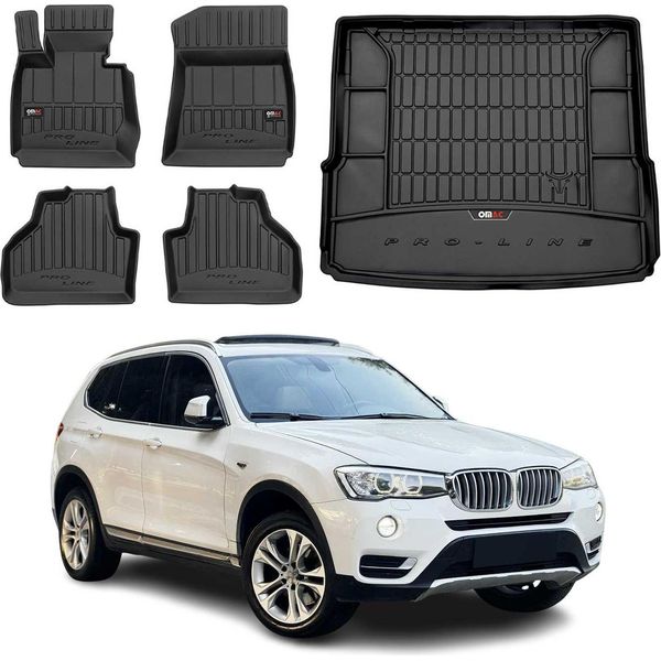 Omac Set Di Tappetini E Fodere Per Il Bagagliaio Per Bmw X3 F25 2010-2017 In Gomma Nera 5X-image