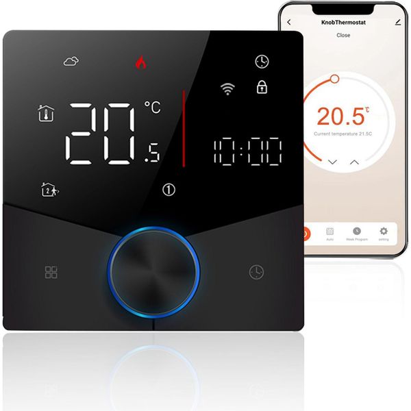 Termostato Wifi Intelligente Controllo Vocale Della Temperatura Digitale Programmabile Settimanalmente Termostato Digitale Intelligente A Manopola Con Colore Della Luce Dimmerabile-image