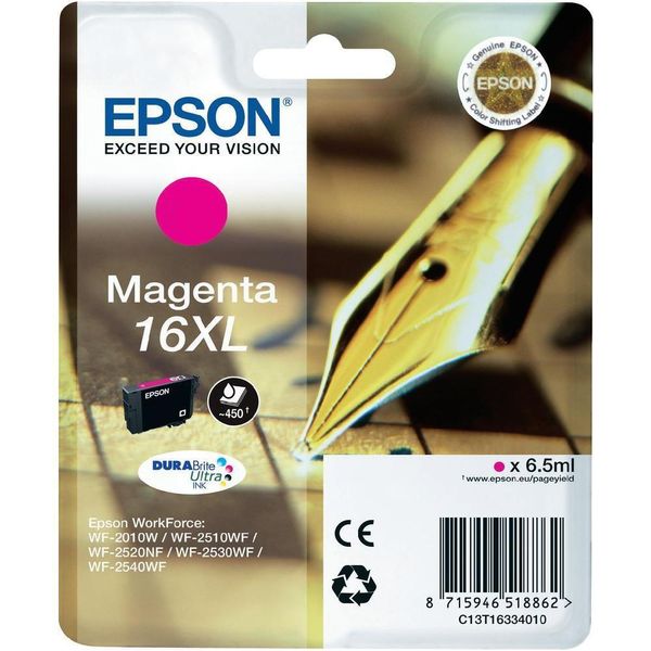 Epson 16XL - Formato Xl - Magenta - Originale - Cartuccia D'inchiostro - Per Workforce WF-2010, WF-2510, WF-2520, WF-2530, WF-2540. Cartuccia D'inchiostro,-image