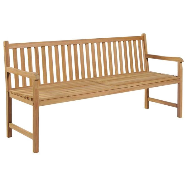 Vidaxl Panca Da Giardino Con Cuscino Azzurro 175 Cm In Legno Massiccio Di Teak-image