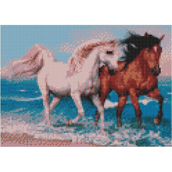 Mosaico A Diamante, Ricamo 30X40 Cavalli Linea Flamingo-image