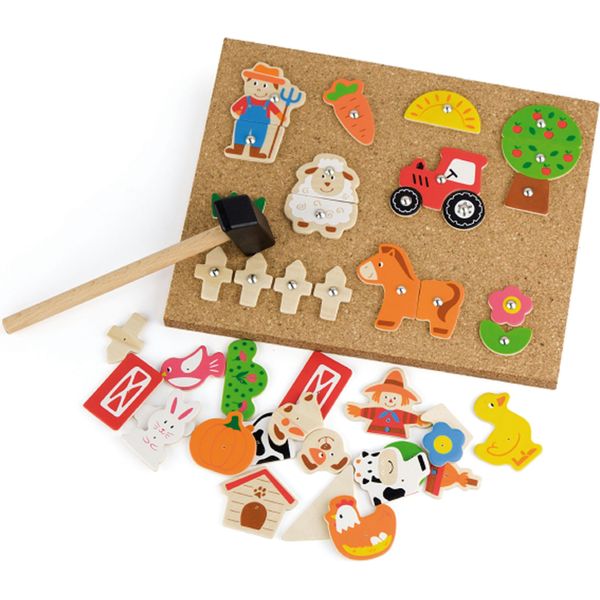 Viga Toys Lavagna Di Sughero In Legno Fattoria Giocattolo-image