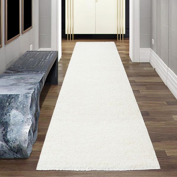 Tappeto In Vaporoso Shaggy Color Crema, Dimensioni - 80 X 150 Cm-image