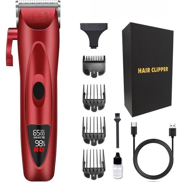 Inf Tagliacapelli Elettrico Professionale Con Lama In Vetroceramica E Display Digitale Rosso-image