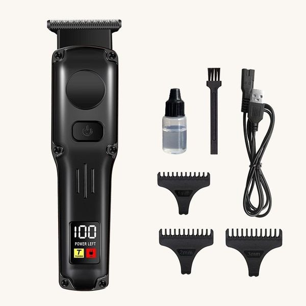 Inf Tagliacapelli Elettrico Retro Oil Head - Rifinitore Ricaricabile Professionale Nero-image
