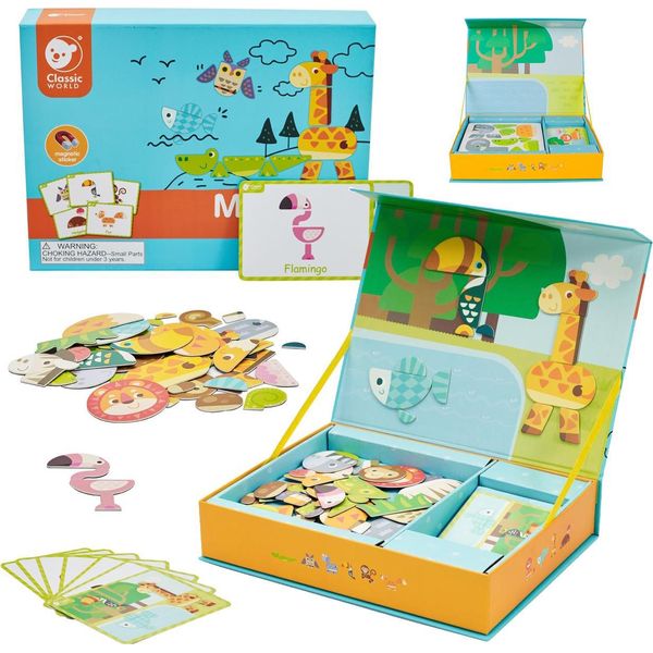 Mondo Classico Puzzle Magnetico Animali Da Tavolo Puzzle Di Memoria 60 Pezzi.-image