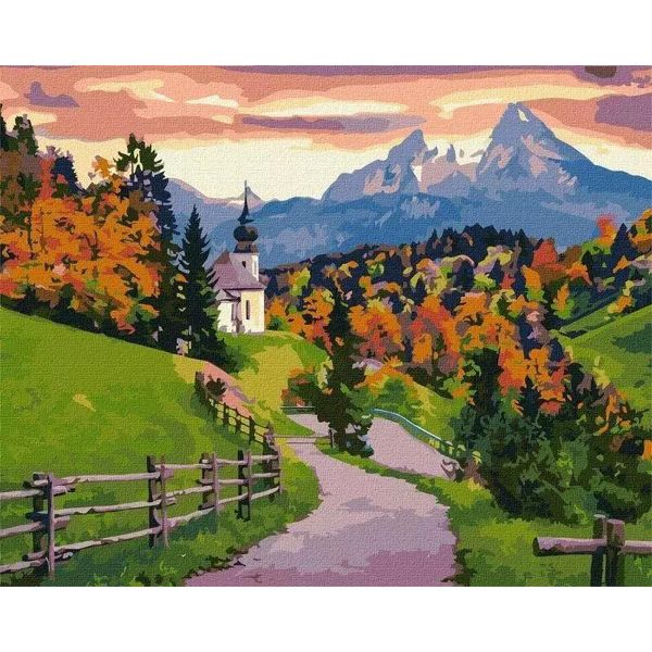 Ideyka Pittura Con I Numeri Calma D'autunno 40X50 Paesaggio Con Cornice In Legno-image