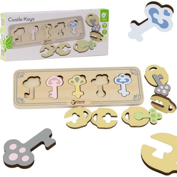 Classic World Chiavi E Serrature Di Puzzle Sensoriali Montessori In Legno Che Si Adattano-image