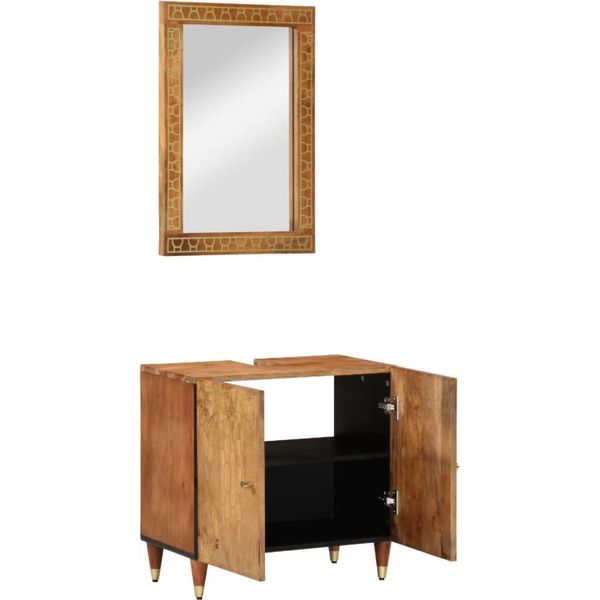 Vidaxl Set Di Mobili Da Bagno A 2 Pezzi In Legno Massiccio Di Mango-image