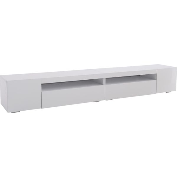 Fortuna Lai Mobile Tv Moderno Bianco 240 Cm, Pannello Luminoso Con Illuminazione Led Variabile-image