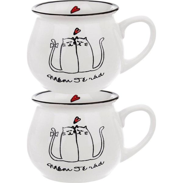 Orion | Set Di Tazze Da Caffe - 300 Ml - 2 Pezzi - Design Gatto - Ceramica - Lavabile In Lavastoviglie-image
