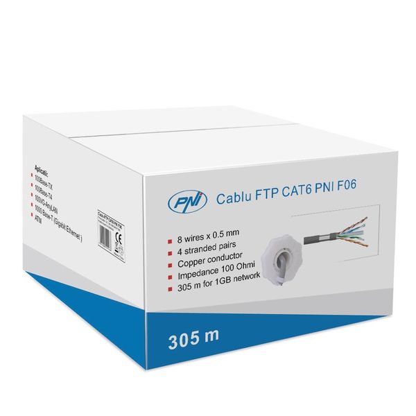 Cavo Ftp CAT6 Pni F06 A 4 Coppie Per Internet 1 Gigabit E Sistemi Di Sorveglianza Rola 305M-image