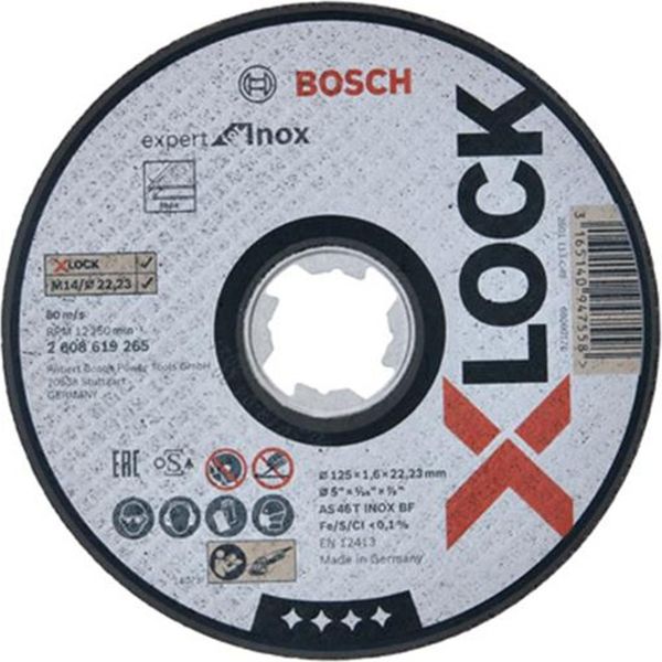 Bosch X-LOCK Expert Per Inox 125 X 1,6 X 22,23 Disco Da Taglio Diritto 2608619265-image
