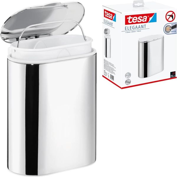 Tesa40446-00000-00 Tesa Elegaant Contenitore Per Cosmetici, Cromato, Acciaio Inox-image