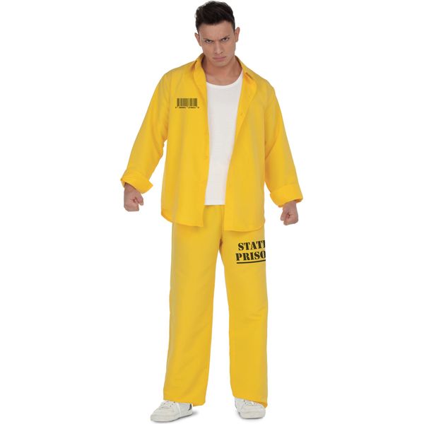 Costume Da Detenuto Per Uomo Costume Da Carcerato Carnevale Giallo-Nero-image
