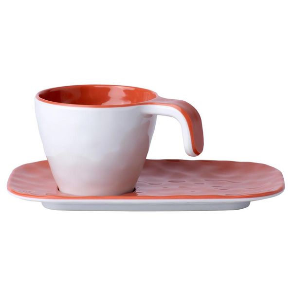 Tazza Da Caffè Espresso Con Piattino - Harmony Coral - Edizione Estiva Singola-image