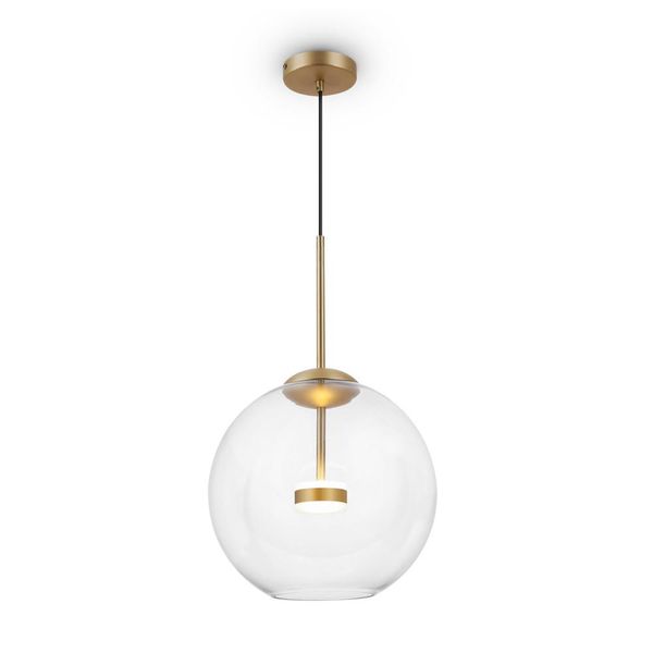 Lampada A Sospensione Led, Oro, Vetro Trasparente, Regolabile In Altezza H 65 Cm-image