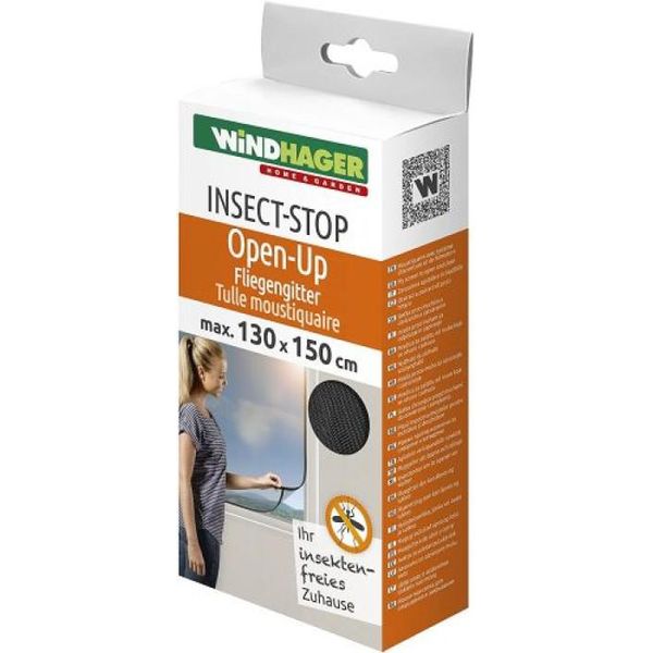 Zanzariera Windhager Apribile, Zanzariera Per Finestre Incl. Pile E Nastro In Velcro, Antracite, 03539, 130 X 150 Cm-image