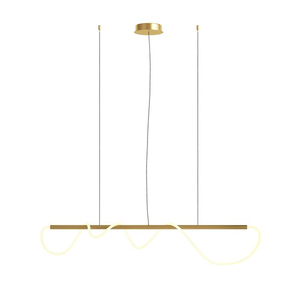 Lampada A Sospensione A Led, Alluminio Oro, H 150 Cm-image