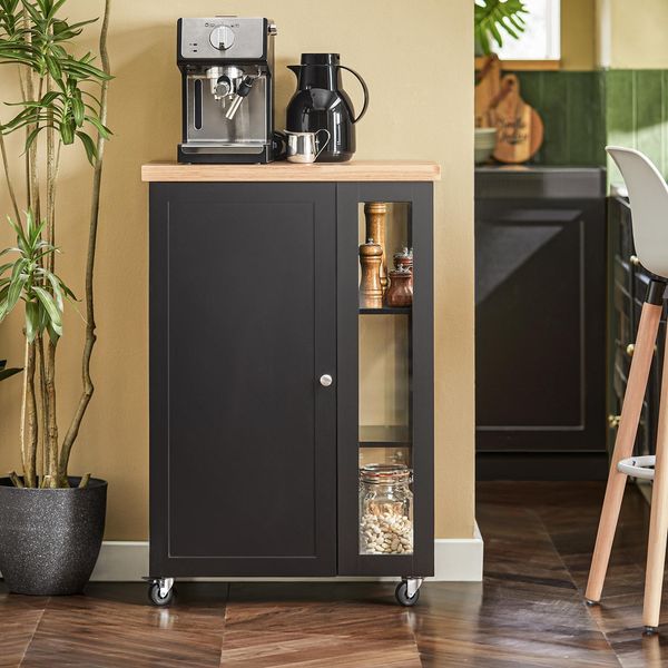 Sobuy Carrello Da Cucina Su Rotelle Carrello Per Servire Carrello Laterale Carrello Con 3 Ripiani Carrello Per Cucina, Soggiorno, Sala Da Pranzo Nero FKW75-SCH-image