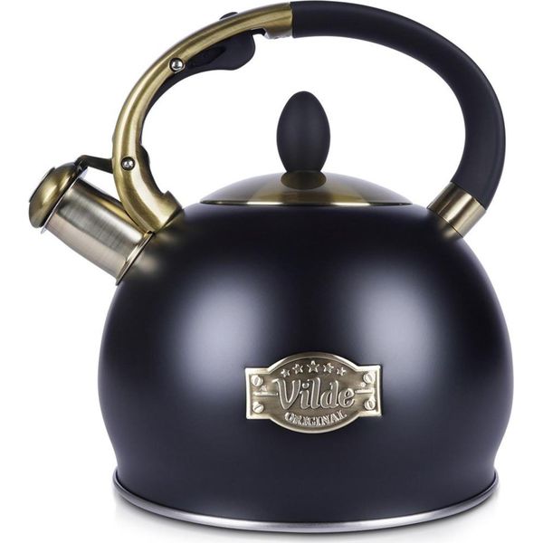 Vilde | Bollitore Con Fischietto - Nero - 3 L - Acciaio Inox - Adatto All'induzione-image