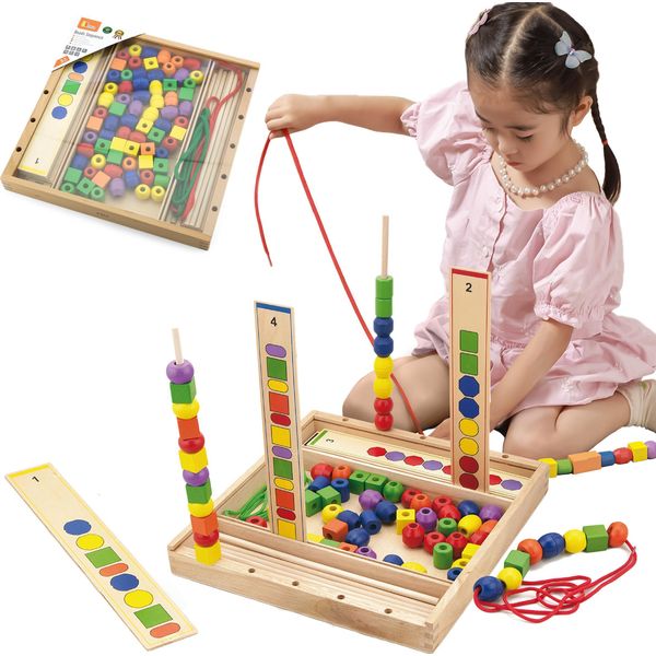 Viga Gioco Educativo In Legno Puzzle Di Perline 104 Elementi-image