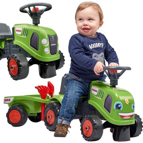 Falk Trattore Baby Claas Verde Con Rimorchio + Accessori Da 1 Anno-image