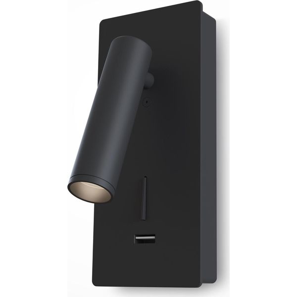 Maytoni Applique Mirax Con Interruttore + Usb Orientabile Nero C041WL-L3B3K-image