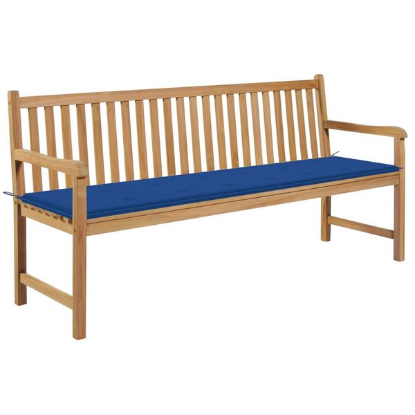 Vidaxl Panca Da Giardino Con Cuscino Blu Reale 175 Cm In Legno Massiccio Di Teak-image