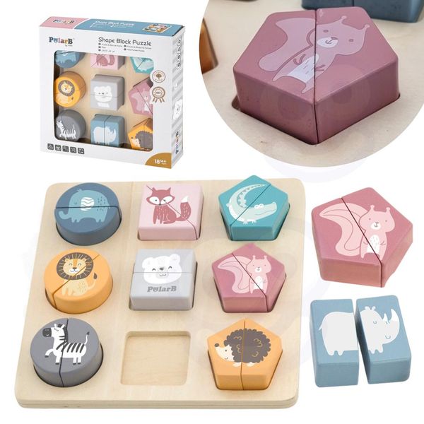 Blocchi Puzzle In Legno Viga - Animali - Polarb-image