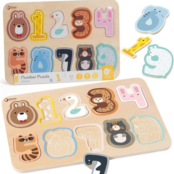 Mondo Classico Montessori Puzzle Di Numeri In Legno 11 El.-image