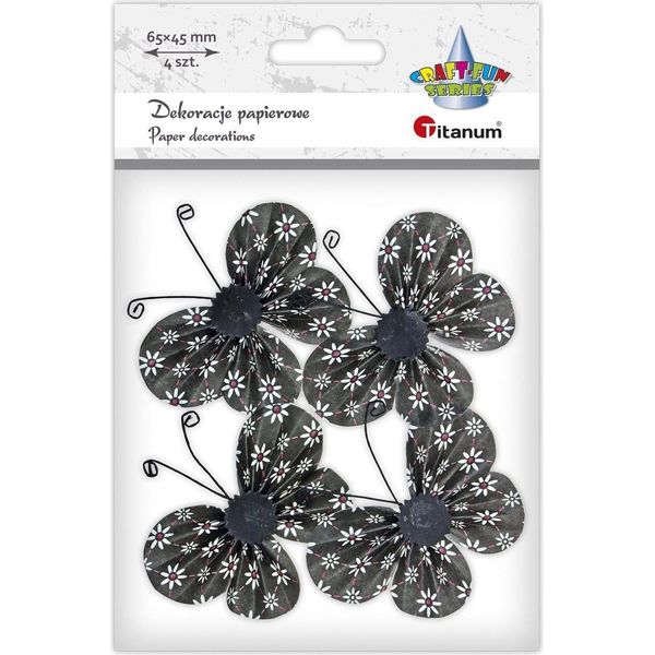 Decorazioni Di Carta 3D Farfalle Marrone Scuro 4 Pezzi Titanum-image