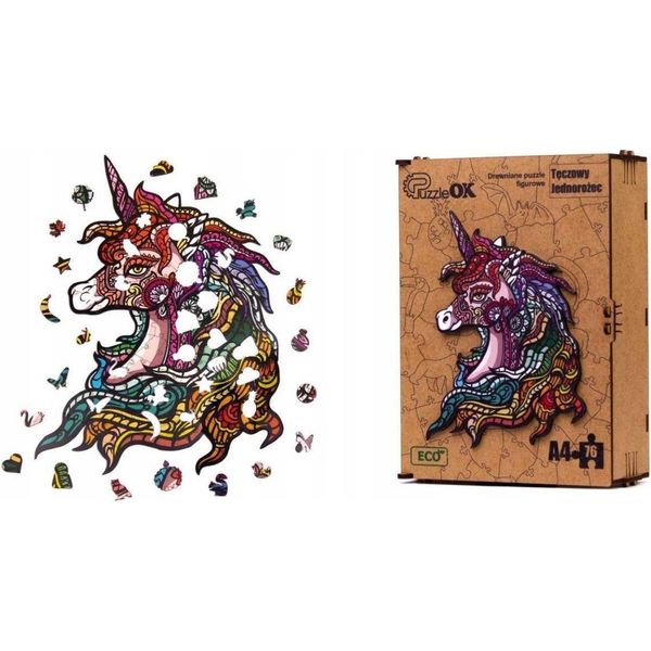 Puzzle Di Legno - Eco - Unicorno Arcobaleno A4 Puza4-00701-image