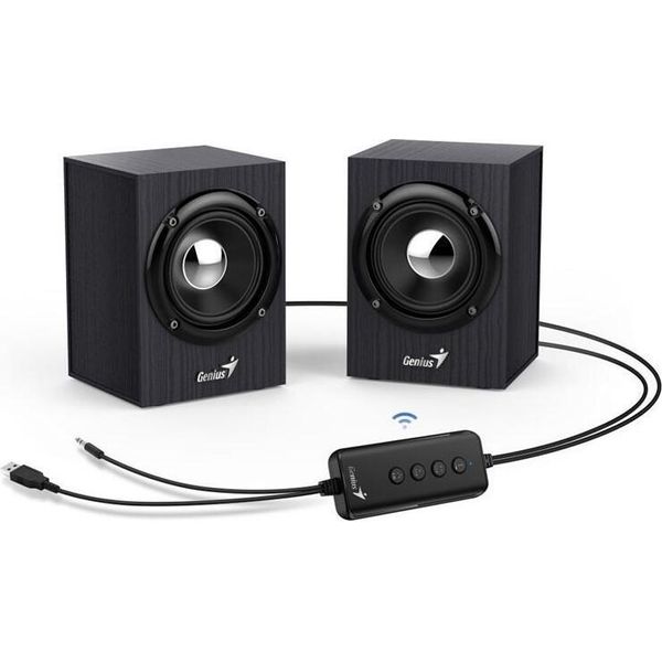 Genius SP-HF385BT, Altoparlanti, 2.0, 4W, Bluetooth, Jack Da 3,5 Mm, Usb, In Legno, Nero-image