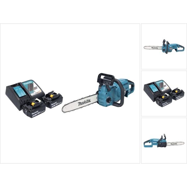 Makita Duc 357 RG2X2 Motosega A Batteria 18 V 35 Cm 7,7 M/S Brushless + 2X Batteria 6,0 Ah + Caricabatteria-image
