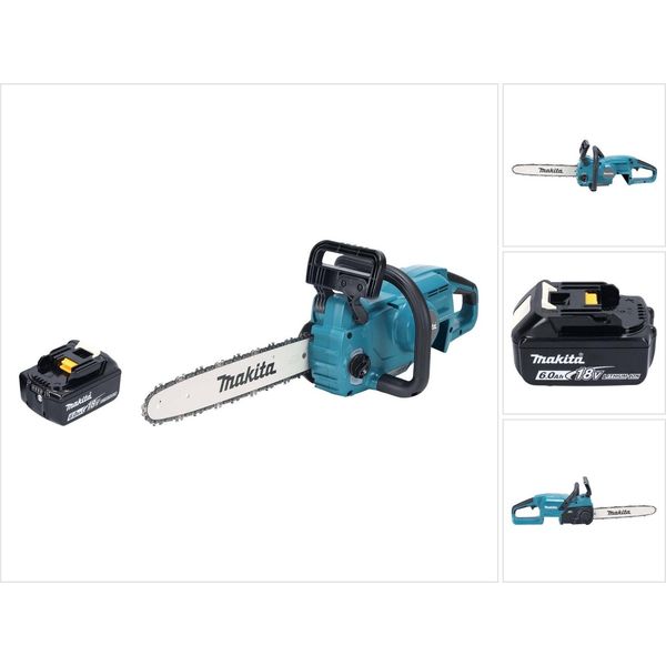 Makita Duc 357 GX2 Motosega A Batteria 18 V 35 Cm 7,7 M/S Brushless + 1X Batteria 6,0 Ah - Senza Caricabatteria-image