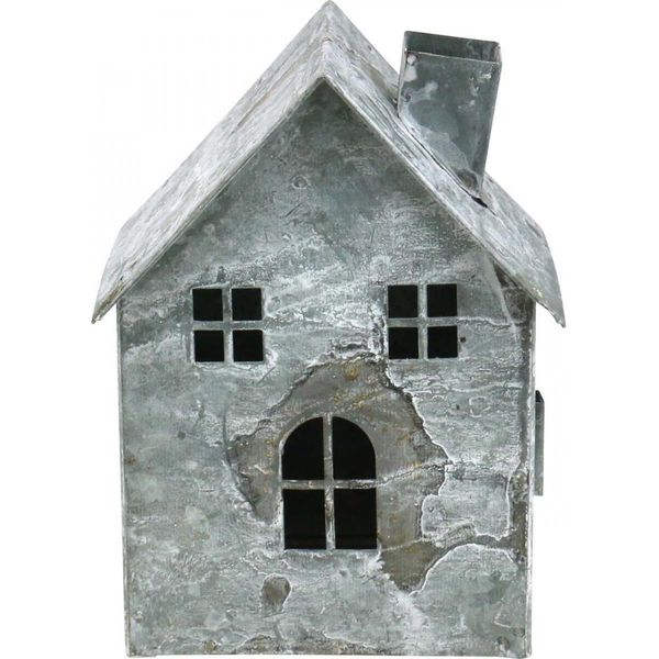 Luce Del Vento Casa Metallo Shabby Chic Decorazione Natalizia Aspetto Antico H14.5Cm-image