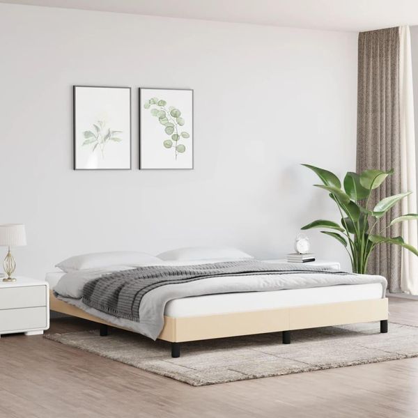 The Living Store Struttura Letto Crema 160X200 Cm In Tessuto-image