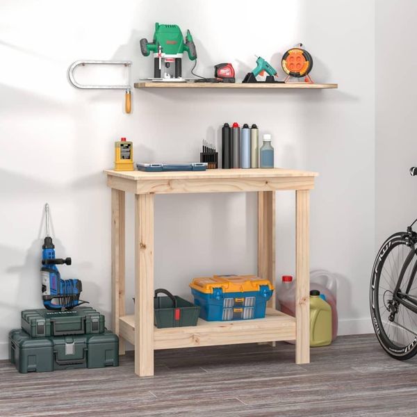 The Living Store Banco Da Lavoro 80X50X80 Cm In Legno Di Pino Massiccio-image