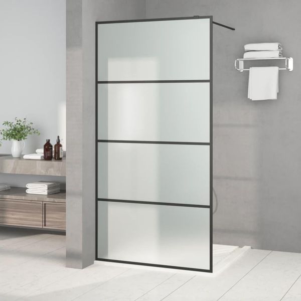 The Living Store Schermo Doccia Per Cabina Doccia Nero 100X195 Cm Esg Satinato-image