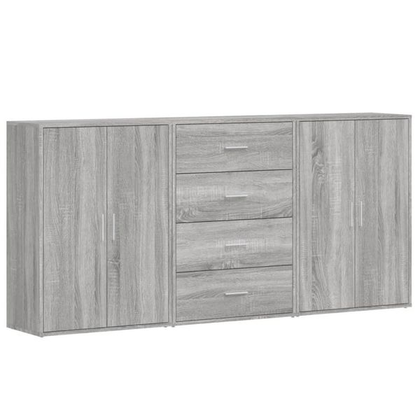 Syfax™ Credenze 3 Pz Grigio Sonoma 60X31X84 Cm In Legno Multistrato-image