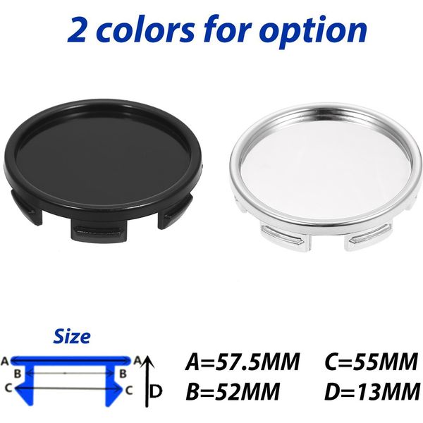 4Pcs 55 Mm Tappi Del Mozzo Della Ruota Dell'automobile, Abs Universale Pneumatico Cerchio Centro Mozzo Sostituzione Per Anteriore O Posteriore (Nero)-image