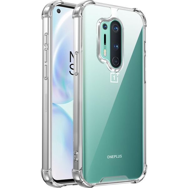 Custodia Trasparente Per Oneplus 8 Pro, Retro Trasparente Ibrido, Copertura Antiurto Con Paraurti In Tpu-image