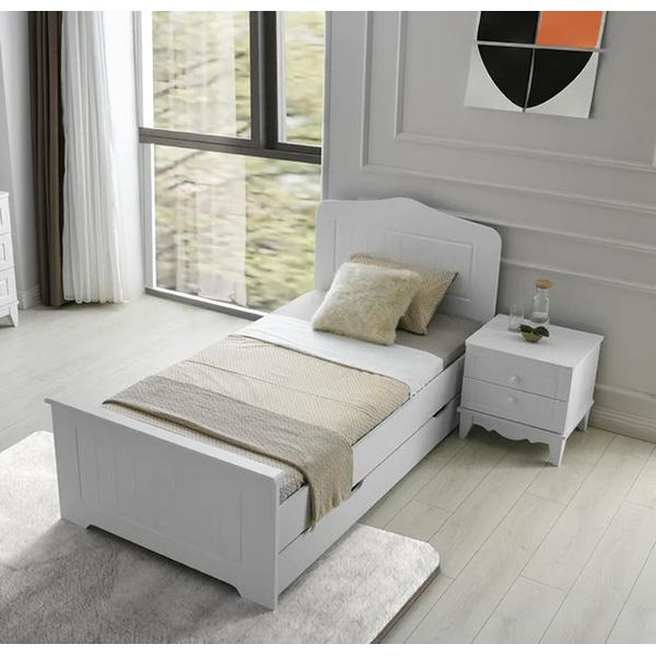 Letto Comodino Design Moderno Bianco Soggiorno Confortevole Camera Dei Bambini Elegante-image
