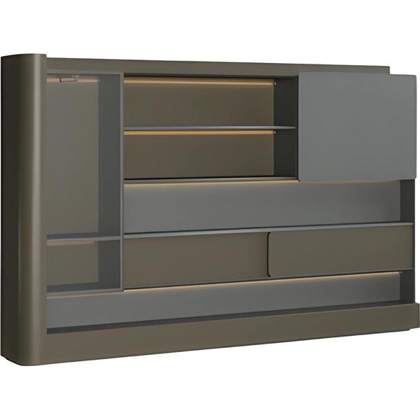 Armadio Per Ufficio Armadio Per Archiviazione Moderno Nero Grigio Scaffale Illuminazione Led Spazio Di Archiviazione-image